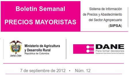 Boletín Semanal SIPSA de Septiembre 01 al 07 de 2012 - Septiembre 10 de 2012