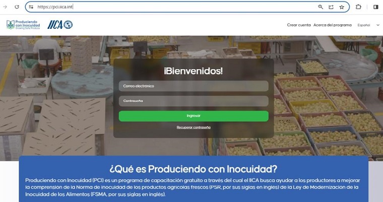 La FDA y El IICA lanzan plataforma web para fortalecer capacidades de productores en norma de inocuidad para exportar productos agrícolas frescos a estados unidos