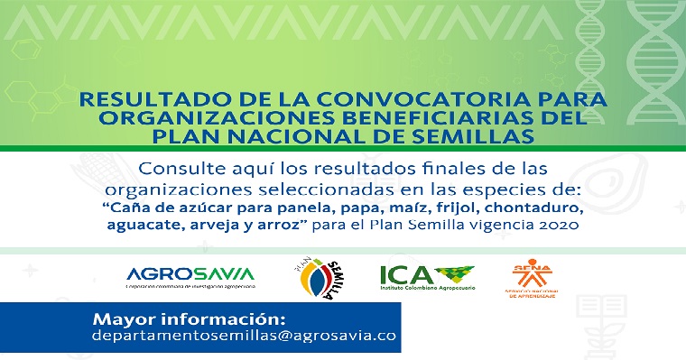 Resultados de la convocatoria al Plan Semilla para organizaciones de pequeños y medianos Productores