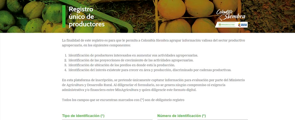 MinAgricultura implementa plataforma de registro para productores interesados en participar en Colombia Siembra - 25 de Noviembre de 2015