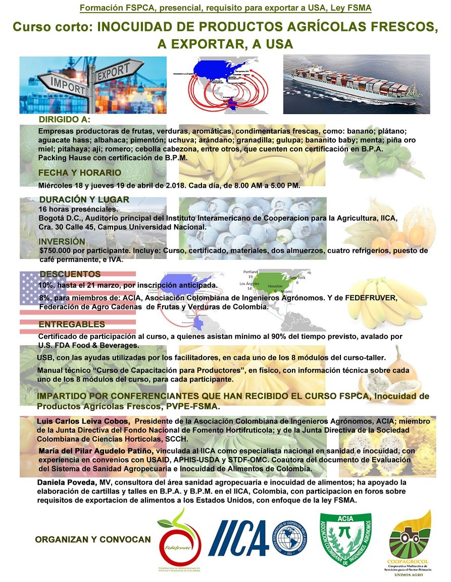 INOCUIDAD DE PRODUCTOS AGRÍCOLAS FRESCOS, A EXPORTAR, A USA.