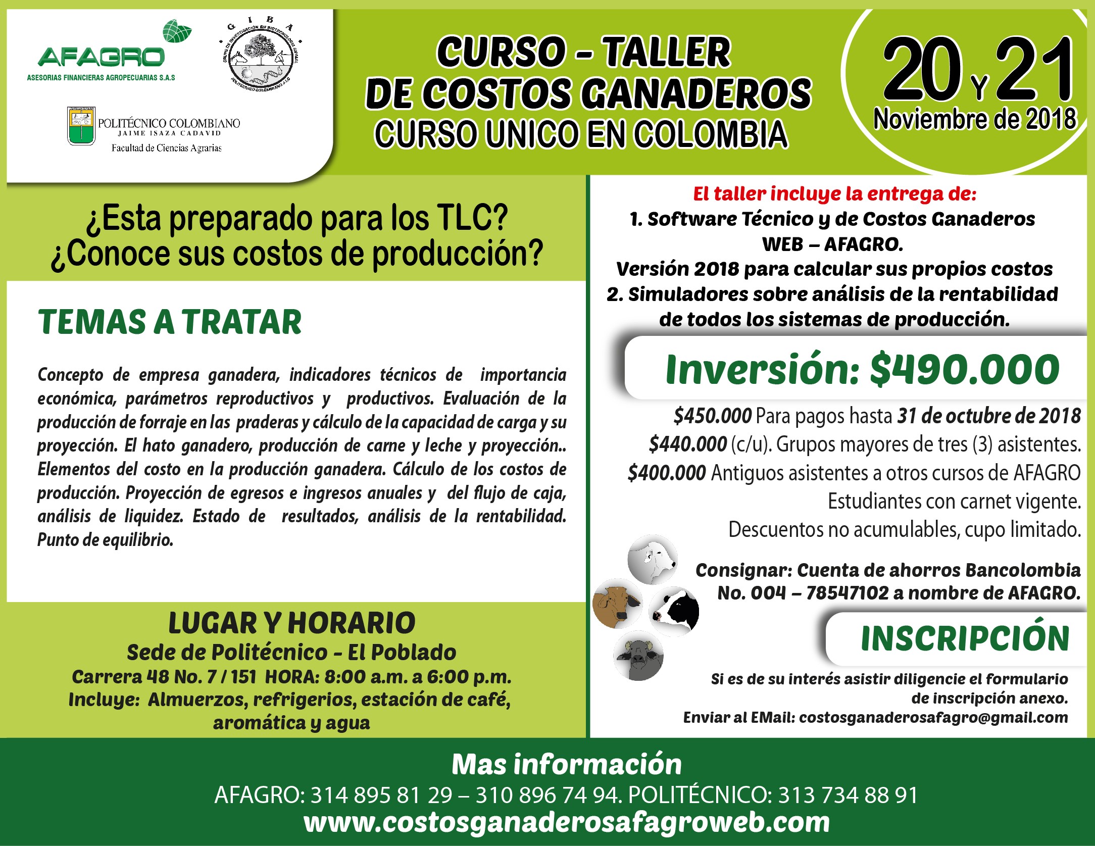 Curso -Taller ÚNICO en Colombia en Costos de producción ganaderos